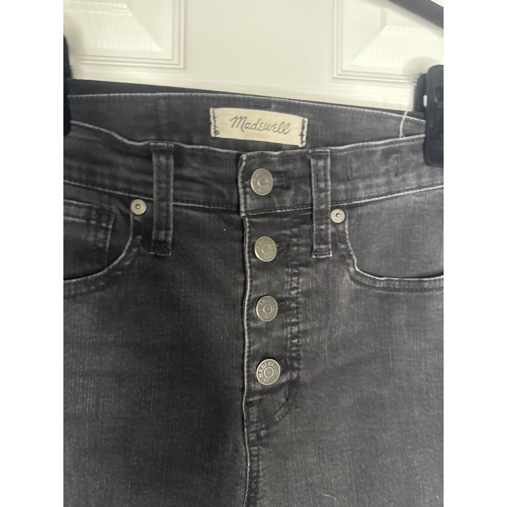 Madewell 10 High-Rise Skinny Jeans Button Fly Raw Hem Faded Black Size 25 - Picture 2 of 5